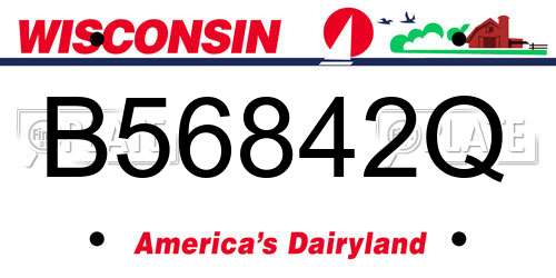 B56842Q Wisconsin License Plate