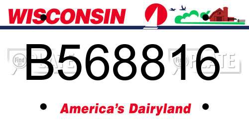 B568816 Wisconsin License Plate