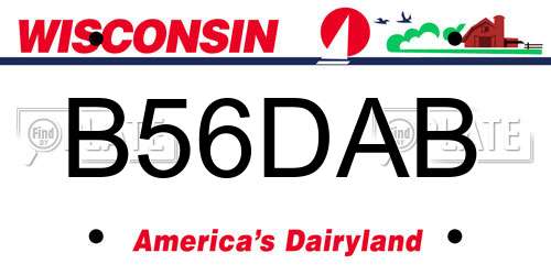 B56DAB Wisconsin License Plate