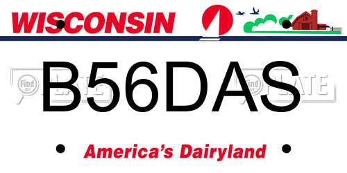 B56DAS Wisconsin License Plate