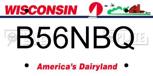 B56NBQ Wisconsin License Plate