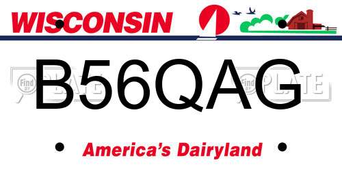 B56QAG Wisconsin License Plate