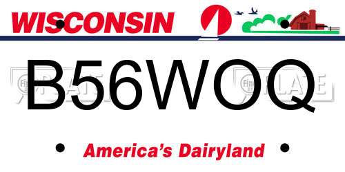 B56WOQ Wisconsin License Plate