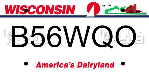 B56WQO Wisconsin License Plate