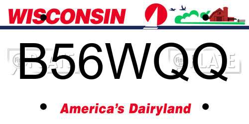 B56WQQ Wisconsin License Plate