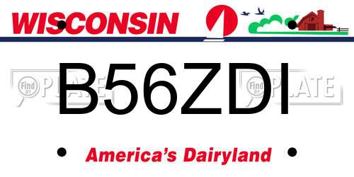 B56ZDI Wisconsin License Plate