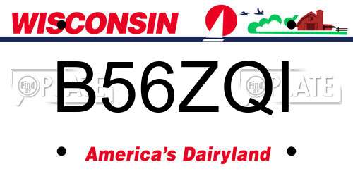 B56ZQI Wisconsin License Plate