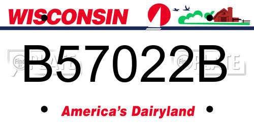 B57022B Wisconsin License Plate