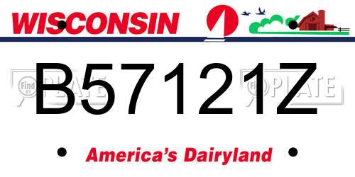 B57121Z Wisconsin License Plate
