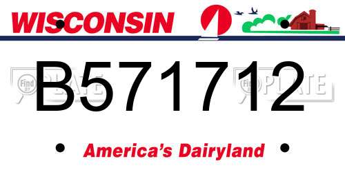 B571712 Wisconsin License Plate