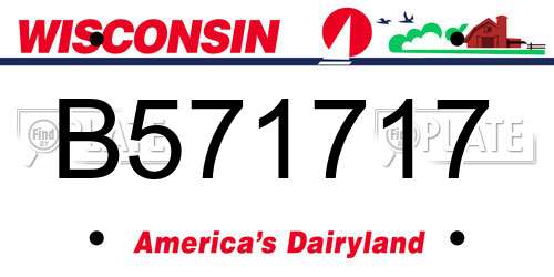 B571717 Wisconsin License Plate