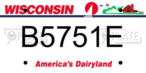 B5751E Wisconsin License Plate