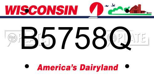 B5758Q Wisconsin License Plate