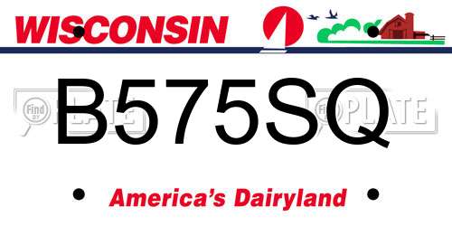 B575SQ Wisconsin License Plate