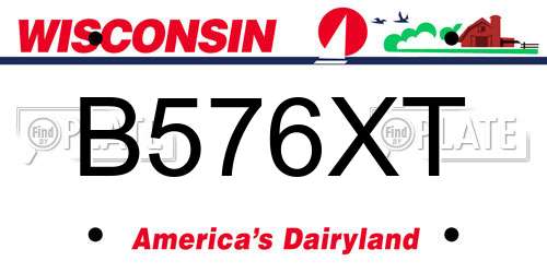 B576XT Wisconsin License Plate