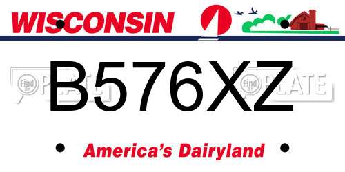 B576XZ Wisconsin License Plate