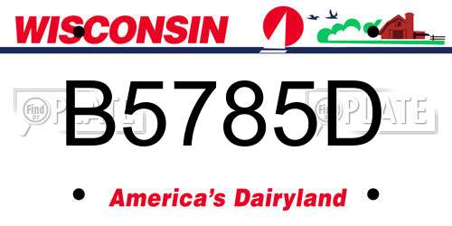 B5785D Wisconsin License Plate