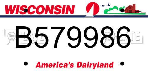 B579986 Wisconsin License Plate