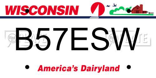 B57ESW Wisconsin License Plate