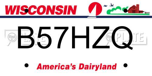 B57HZQ Wisconsin License Plate