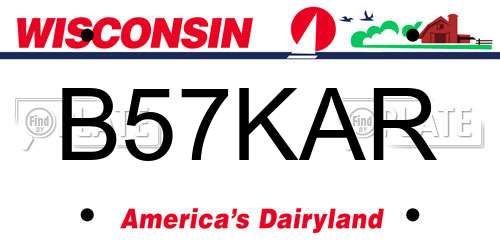 B57KAR Wisconsin License Plate