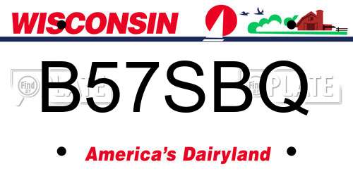 B57SBQ Wisconsin License Plate