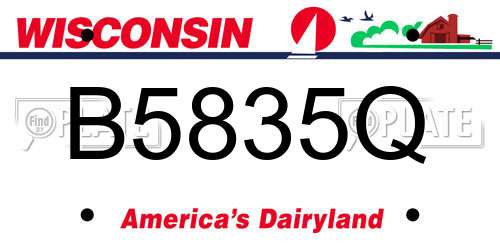 B5835Q Wisconsin License Plate