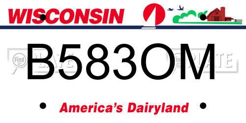 B583OM Wisconsin License Plate