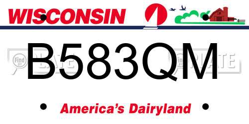 B583QM Wisconsin License Plate