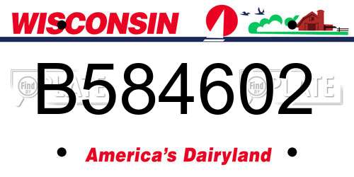 B584602 Wisconsin License Plate