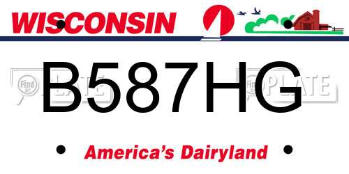B587HG Wisconsin License Plate