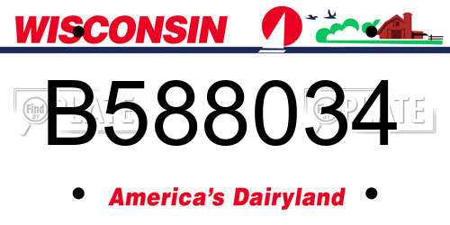 B588034 Wisconsin License Plate