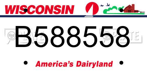 B588558 Wisconsin License Plate