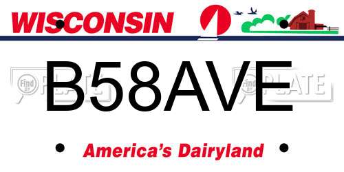 B58AVE Wisconsin License Plate