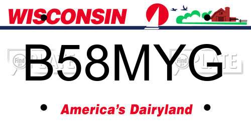 B58MYG Wisconsin License Plate