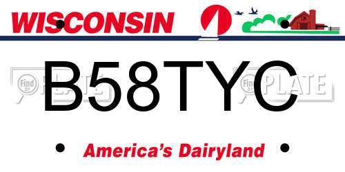 B58TYC Wisconsin License Plate