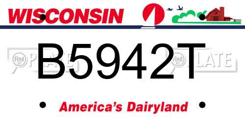 B5942T Wisconsin License Plate
