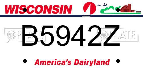 B5942Z Wisconsin License Plate