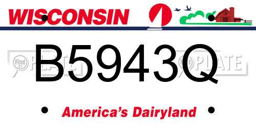 B5943Q Wisconsin License Plate