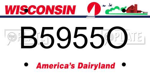 B5955O Wisconsin License Plate
