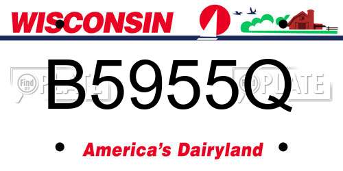 B5955Q Wisconsin License Plate