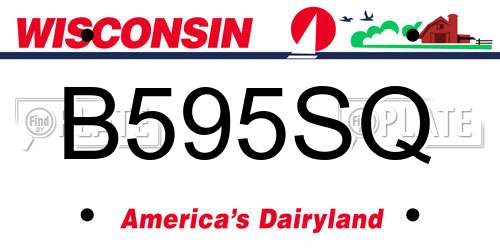 B595SQ Wisconsin License Plate