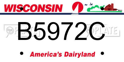B5972C Wisconsin License Plate