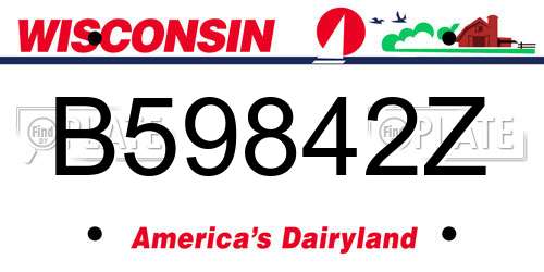 B59842Z Wisconsin License Plate