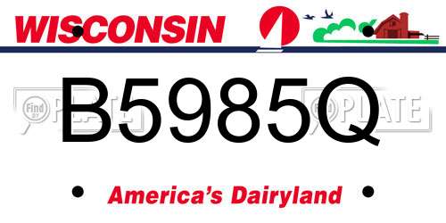 B5985Q Wisconsin License Plate