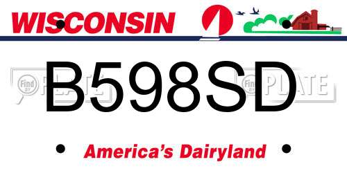 B598SD Wisconsin License Plate