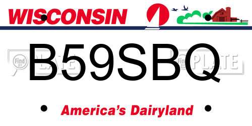 B59SBQ Wisconsin License Plate