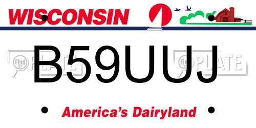 B59UUJ Wisconsin License Plate
