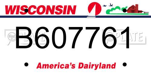 B607761 Wisconsin License Plate