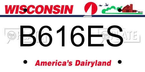 B616ES Wisconsin License Plate
